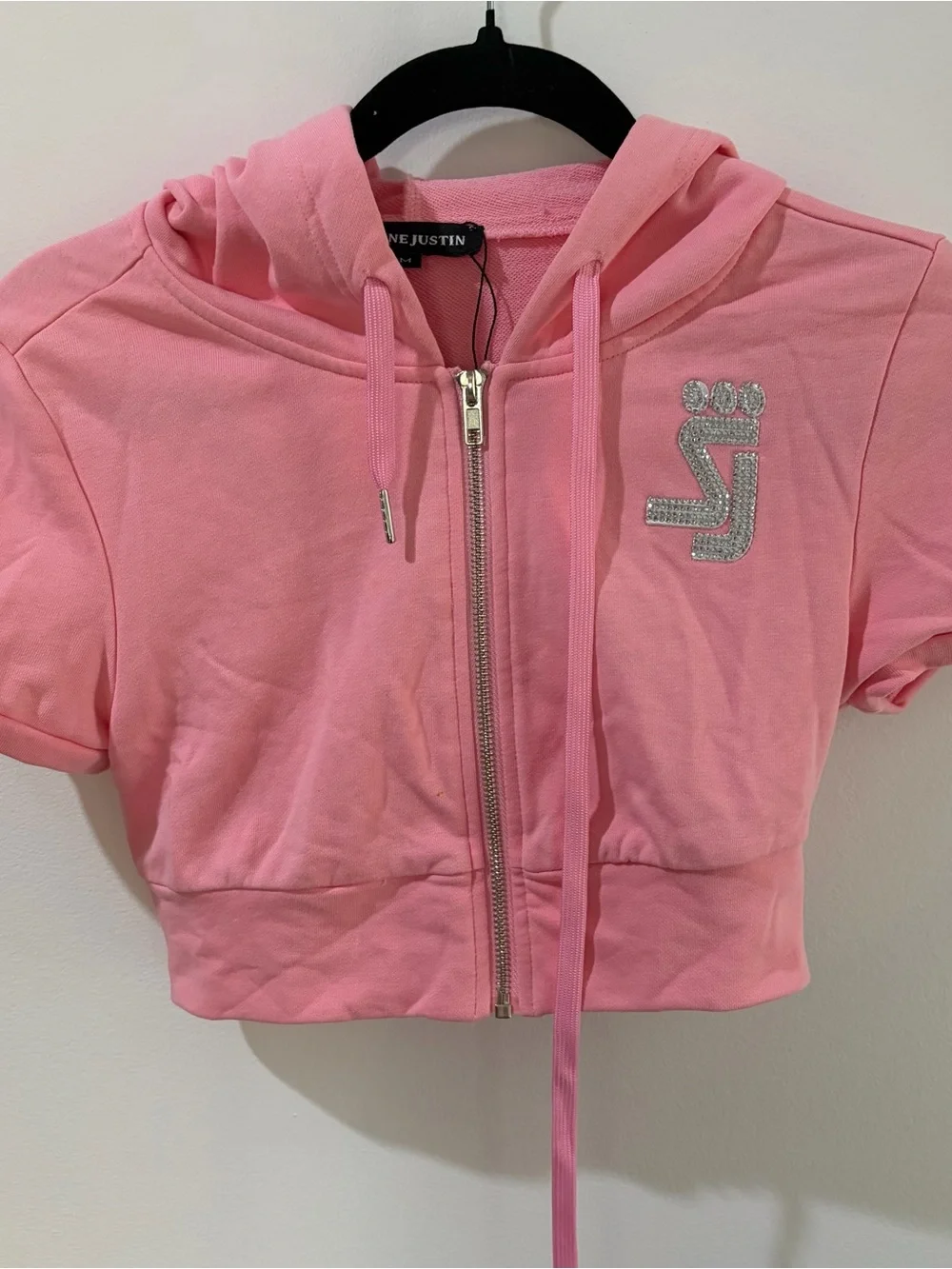 Shane Justin Pink Girls' Short-Sleeve zip up and matching shorts set